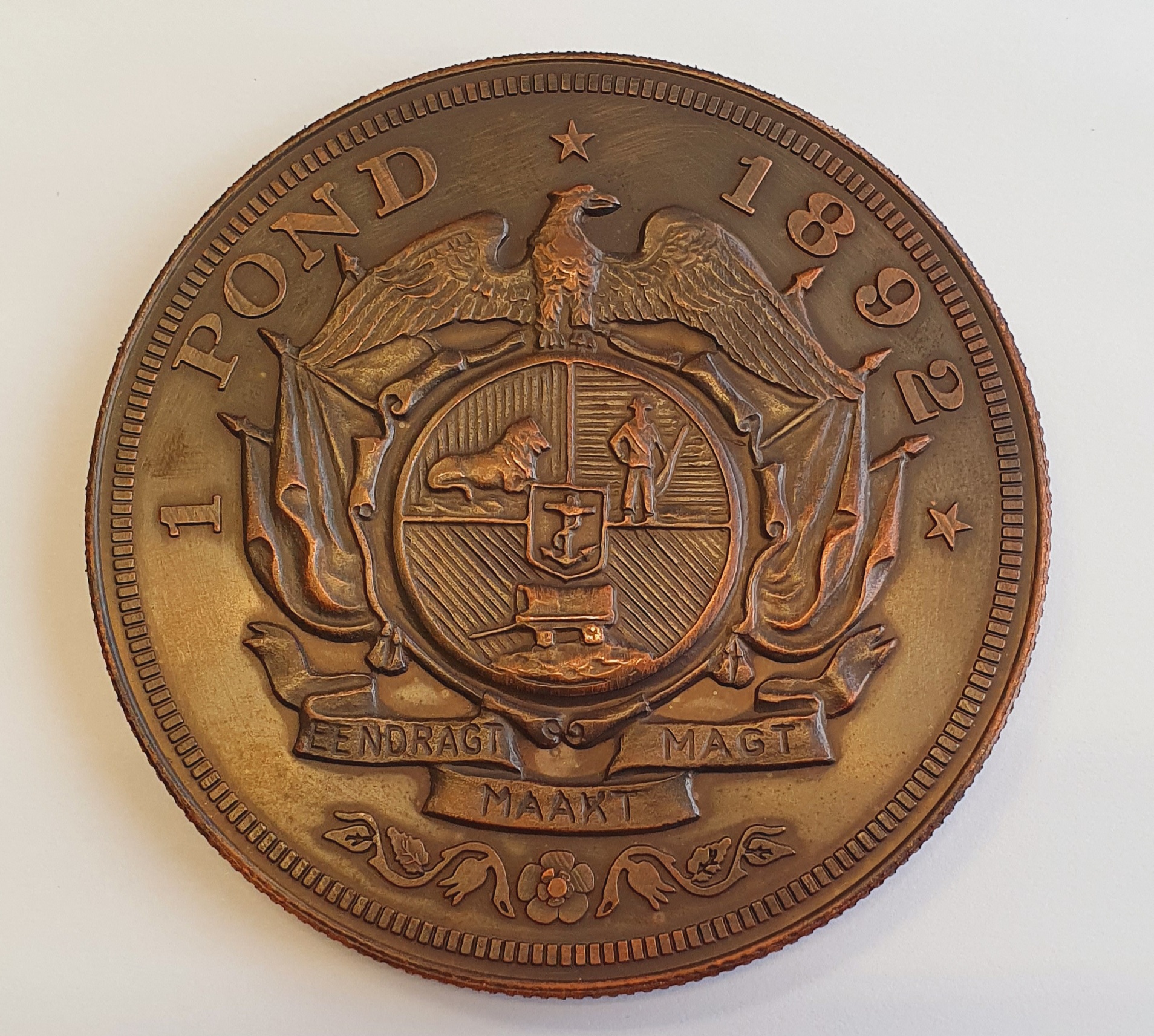 100mm Antique Bronze ZAR Medallion – Gold Reef City Mint