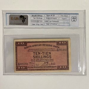 1942 - 10 Shillings - Au50 SANGS Graded