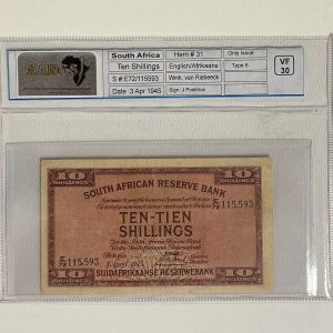 1945 - 10 Shillings - VF30 SANGS Graded