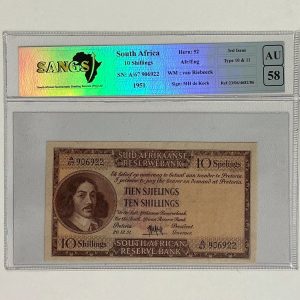 1951 - 10 Shillings - Au58 SANGS Graded