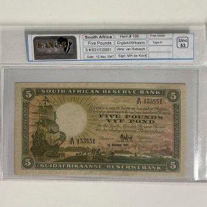 1947 - Five Pounds - Unc 53 SANGS Graded