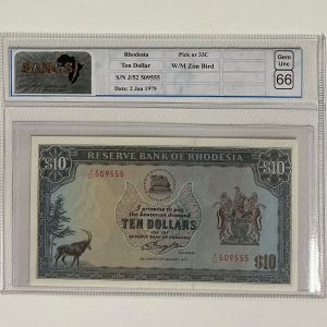 1979 - Rhodesia Ten Dollar - Gem Unc 66 SANGS Graded