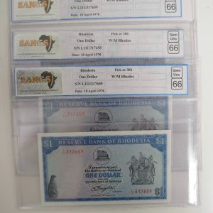1978 - Rhodesia One Dollar - Gem Unc 66 SANGS Graded