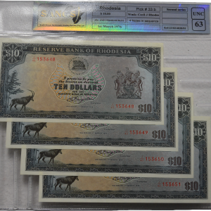 1976 - Rhodesia - 10 Dollar - Unc 63
