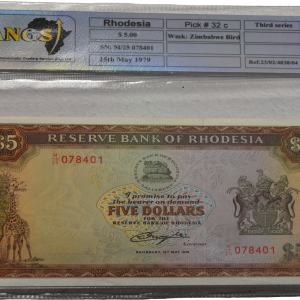 1979 - Rhodesia - 5 Dollar - Unc 63 SANGS Graded