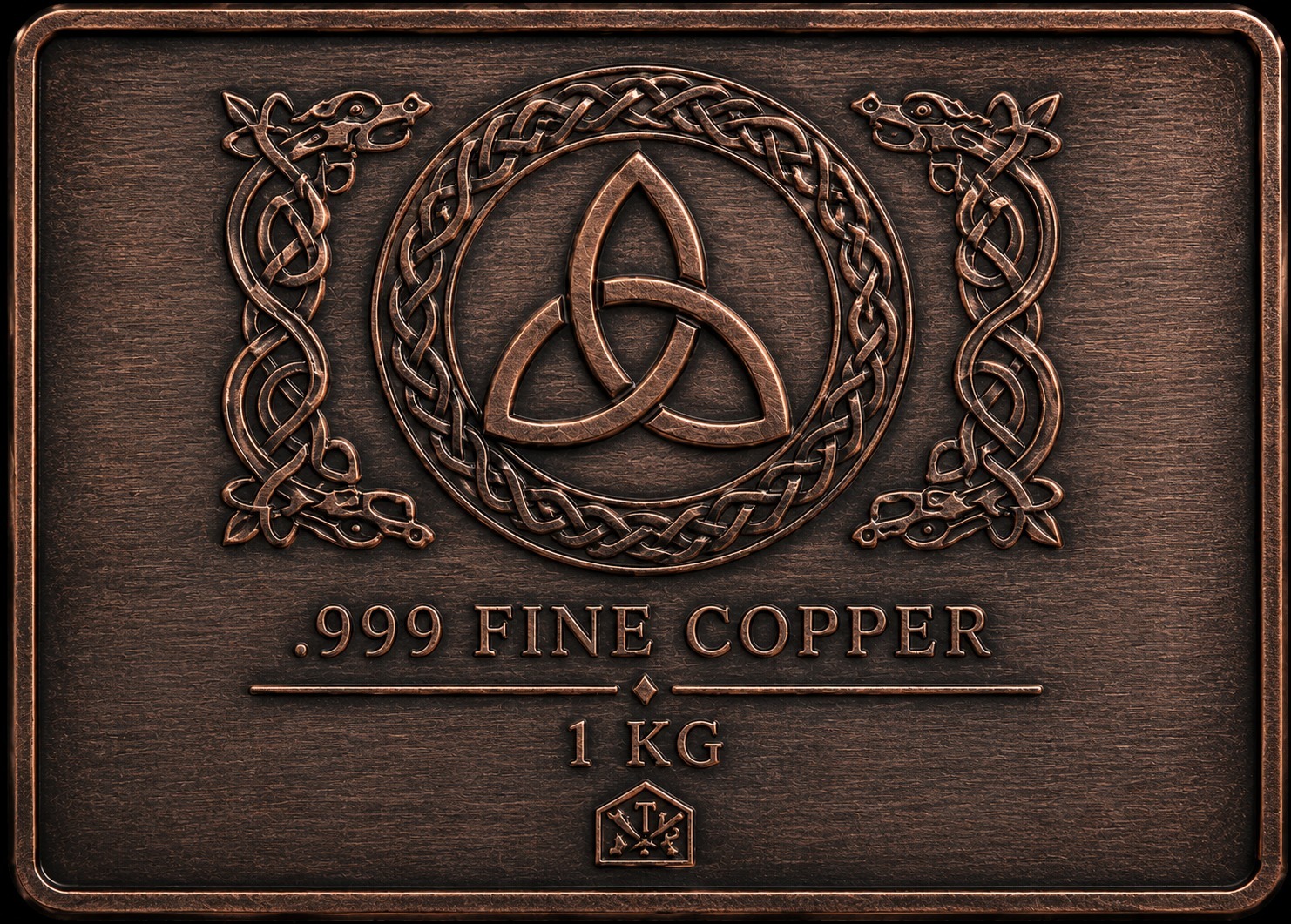 1kg Pure Copper Antique Viking Bar - Image 2
