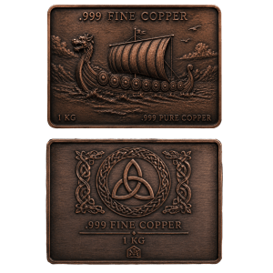 1kg Pure Copper Antique Viking Bar